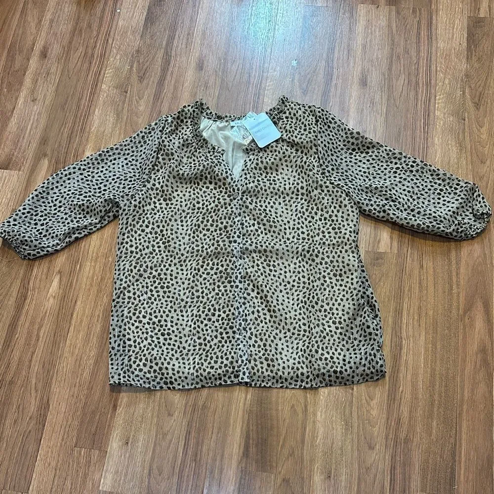 Emily Daniels women’s blouse - brown & tan spots - size large